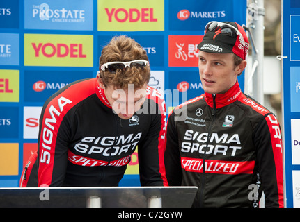 anmelden auf der 2011 Tour of Britain Stufe eins in Peebles, Scottish Borders Stockfoto