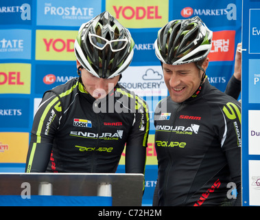 anmelden auf der 2011 Tour of Britain Stufe eins in Peebles, Scottish Borders Stockfoto