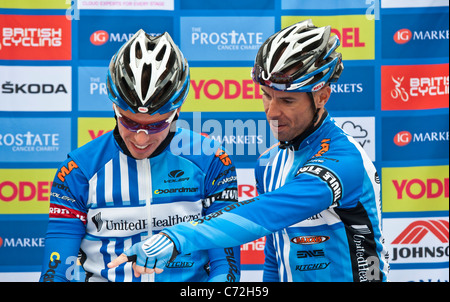 anmelden auf der 2011 Tour of Britain Stufe eins in Peebles, Scottish Borders Stockfoto