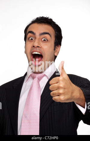 Porträt eines Geschäftsmannes geben einen Daumen nach oben Stockfoto