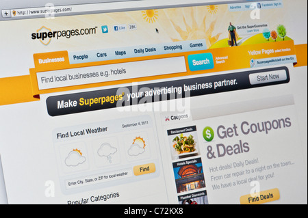 Nahaufnahme des SuperPages Logos, wie auf ihrer Website zu sehen. (Nur zur redaktionellen Verwendung: print, TV, e-Book und redaktionelle Webseite). Stockfoto