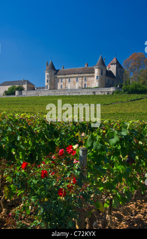 Chateau de Rully mit Weinberg von Antonin Rodet, Rully, Saone-et-Loire, Côte Chalonnaise, Frankreich. Stockfoto