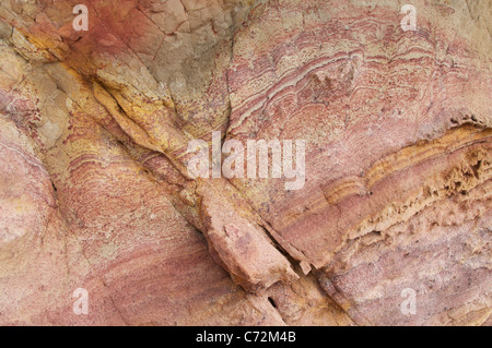 Die sedimentären Schichten der Wealden Betten, offenbart in der Unterkreide Klippen an der Worbarrow Bucht auf der Jurassic Coast. Dorset, England, Vereinigtes Königreich. Stockfoto