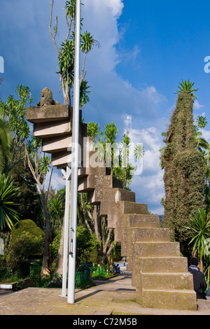 Die Treppe gebaut von den Italienern, ein Symbol des Faschismus, das Ethnographische Museum in der ehemaligen Palast, Addis Ababa, Äthiopien Stockfoto