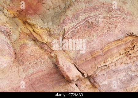 Die sedimentären Schichten der Wealden Betten, offenbart in der Unterkreide Klippen an der Worbarrow Bucht auf der Jurassic Coast. Dorset, England, Vereinigtes Königreich. Stockfoto