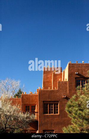 Fassade des Hotels La Fonda, Santa Fe, New Mexico Stockfoto