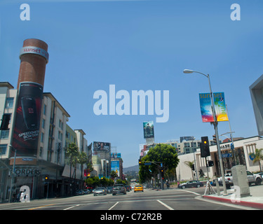 Sonnenuntergang und Vine Street in Hollywood Kalifornien-Los Angeles Stockfoto