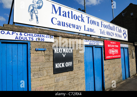 Matlock Stadt Fußball Club.Causeway Lane. Stockfoto