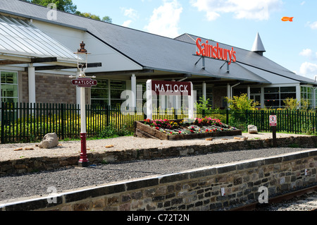 Matlock Stadt Bahnhof. Derwent Valley Line/Peak Stream Schiene. Stockfoto
