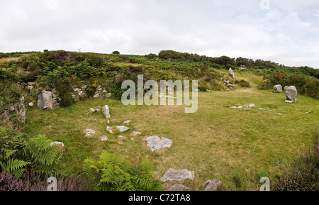 Gebäude bleibt in Chysauster Eisenzeitdorf, Cornwall, UK Stockfoto