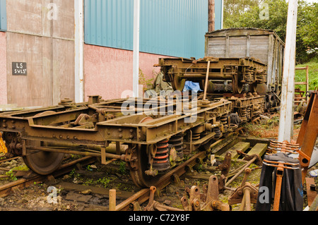 Alte Kutsche Chassis auf der Railway Preservation Society of Ireland Stockfoto