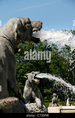 Jagd-Tierfiguren Süden Marmor Brunnen, Herrenchiemsee, Herreninsel oberen Bayern Deutschland Stockfoto