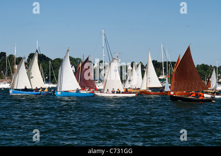 Flotte von kleinen Segelschiffen, Regatta, maritimen Events: Woche vom Golf von Morbihan (Bretagne, Frankreich). Stockfoto