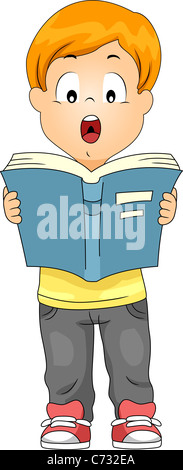 Beispiel für ein Kind ein Buch laut lesen Stockfoto