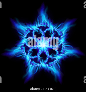 Blue Fire Megacoaster Blume. Darstellung auf schwarzem Hintergrund für design Stockfoto