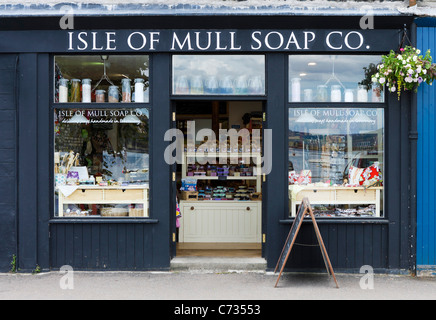 Isle of Mull Seife Co-Shop in der Fischerei Hafen von Tobermory auf der Isle of Mull, Inneren Hebriden, Argyll and Bute, Scotland, UK Stockfoto