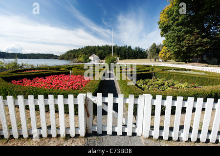 Englischcamp Garten und Blockhaus, San Juan Island, Washington Stockfoto