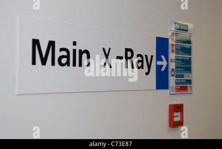 Ein Wandschild an die Hauptröntgenabteilung des Krankenhauses Stockfoto