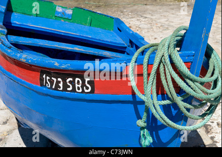 Portugal, Estremadura, Sesimbra, Angelboote/Fischerboote im Hafen Stockfoto