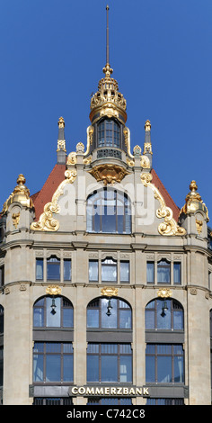 Ehem. Kaufhaus Topaz, Commerzbank, dekorierte Fassade, Leipzig, Sachsen, Deutschland, Europa Stockfoto