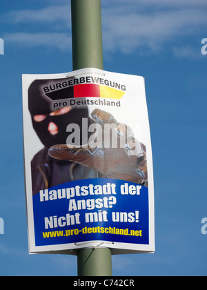 Partei politische Wahlplakat von pro Deutschland Bewegung Bürgerpartei in Berlin Deutschland vor Wahlen am 18. September 2011 Stockfoto