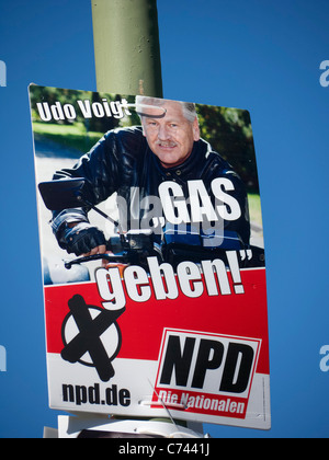 Umstrittene Partei politische Wahlplakat von NPD oder nationale demokratische Partei von Deutschland in Berlin vor der Wahl 18 Sept Stockfoto