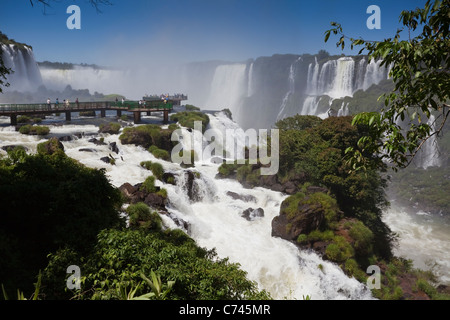 Iguaçu-Wasserfälle von der brasilianischen Seite, Paraná, Brasilien, Südamerika gesehen. Stockfoto