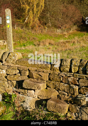 Stein-Stil in Trockenmauer auf einen öffentlichen Fußweg in den Peak District Derbyshire England UK Stockfoto