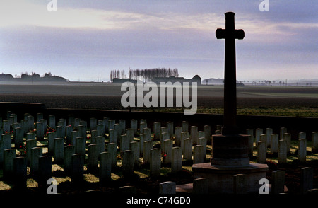 MONCHY BRITISH CEMETERY, MONCHY-LE-PREUX Nordfrankreich. Verwaltet von der Commonwealth War Graves Commission, gefunden. Stockfoto