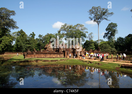 Banteay Srei Tempel in der Nähe von Angkor Wat, Kambodscha. Stockfoto