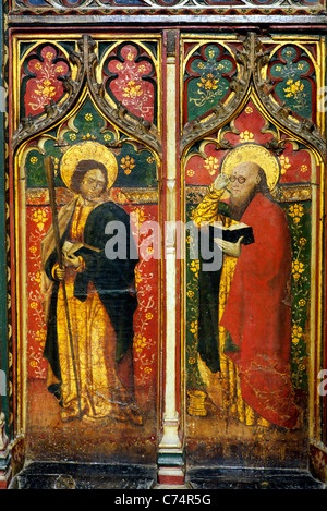 Cawston, Norfolk, Lettner. St. Simon und St. Matthäus, Bildschirme Englisch mittelalterliche Malerei Gemälde gemalt Panel panels Stockfoto