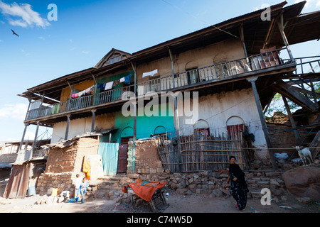 Adare Traditionshaus in der ummauerten Stadt Harar in Ost-Äthiopien, Afrika. Stockfoto