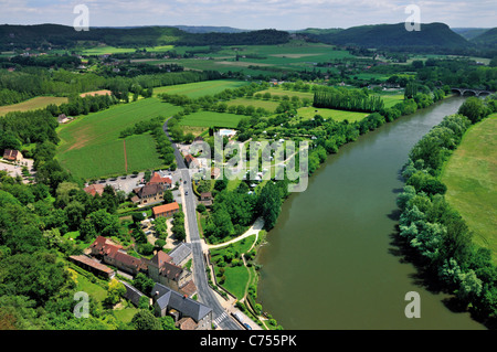 Frankreich, Perigord: Blick vom Chateau de Beynac auf das Dordogne-Tal Stockfoto