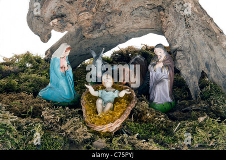 Krippe, Anbetung von neugeborenen Jesus Stockfoto