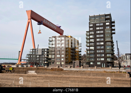 Neue Wohnanlagen ersetzt die Werften auf Hisingen Island im schwedischen Göteborg Stockfoto