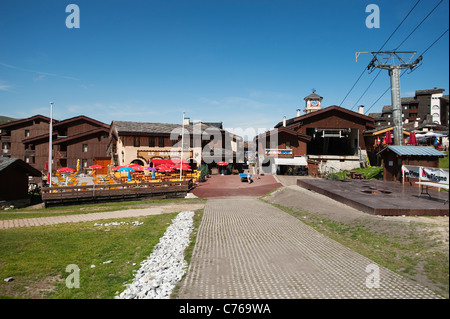 Restaurant Le Matafin im Zentrum von Belle Plagne, Savoie in den französischen Alpen Stockfoto