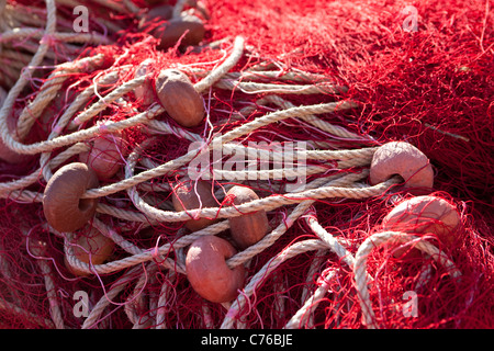 Fischernetze am Kai Ajaccio Korsika Stockfoto