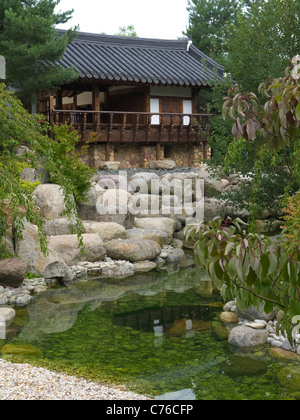 Detail im koreanischen Garten in der Garten der Welt der Gärten des World Parks in Marzahn in Berlin Deutschland Stockfoto