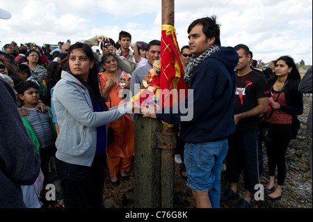 Die hinduistischen Ganesh Festival findet jedes Jahr in Shoeburyness, Essex. In diesem Jahr etwa 15.000 Anhänger nahmen an der Zeremonie. Stockfoto