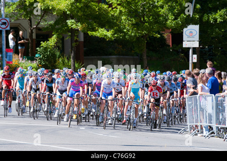 Fahrerfeld der Radprofis im Wettbewerb um den "Grand Prix Cycliste de Montreal", eines der 27 UCI Worldtour-Rennen. Stockfoto