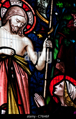 Glasmalerei - Petrikirche, Formby Stockfoto
