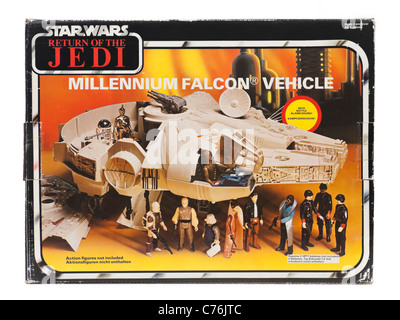 Stars Wars (Return of the Jedi) Millenium Falcon Fahrzeug von Palitoy (1983) Stockfoto