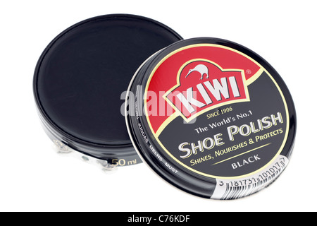 50ml Dose schwarze Kiwi Shoe polish Stockfoto