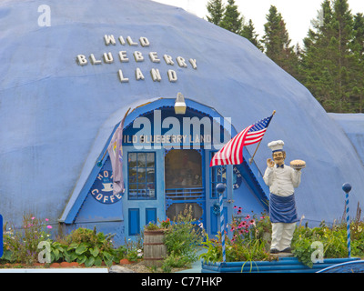 Wild Blueberry Land-Store auf Route 1 in Columbia Falls, Maine Stockfoto