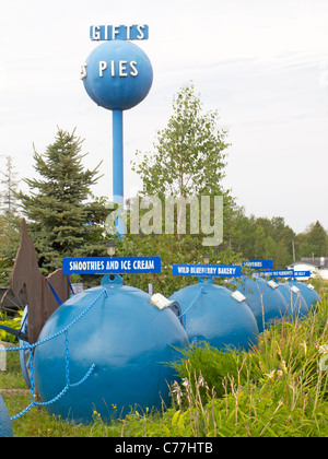 Wild Blueberry Land-Store auf Route 1 in Columbia Falls, Maine Stockfoto