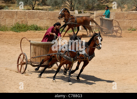 Wagenrennen im Circus in den römischen Ruinen in Jerash in Jordanien. Stockfoto