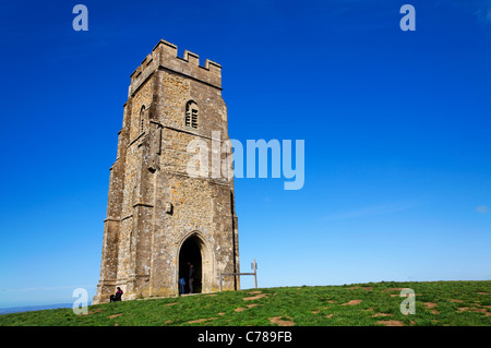 St. Michael Turm auf Glastonbury Tor, Glastonbury, Somerset, England Stockfoto