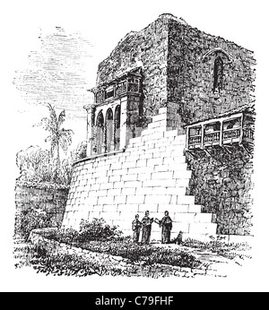 Coricancha oder Tempel der Sonne, in Cusco, in den 1890er Jahren, Vintage Gravur. Alten gravierte Darstellung der Coricancha. Stockfoto