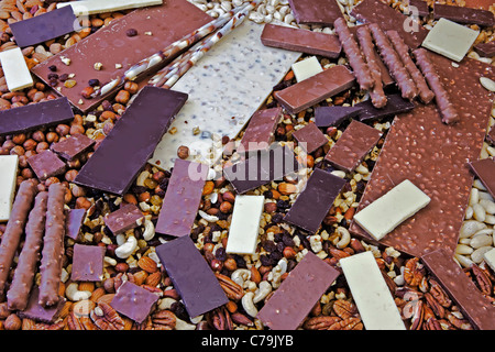 verschiedene Arten von Schokolade auf einen Blick Stockfoto