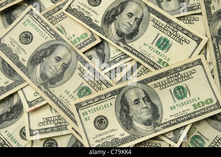Hintergrund der Vereinigten Staaten 100 Dollarnoten Stockfoto